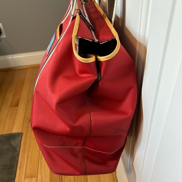 Authentic Coach Red Nylon Weekend Tote Bag - Picture 7 of 15